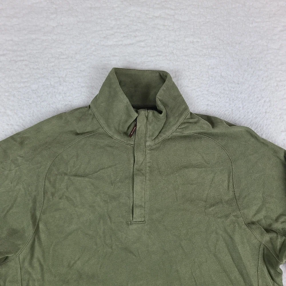 Polo Ralph Lauren Sweater Mens Medium Olive Green Quarter Zip Elbow Patch